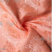Peach Brocade Jacquard Satin Fabric 58 /60  Inches Wide - Sold By The Yard