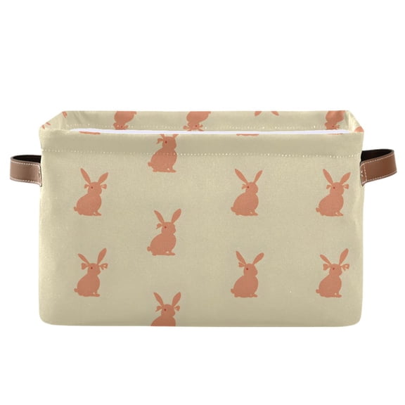 Peach Bunny Silhouette Storage Bins with Handle Fabric Organizer Basket Foldable Box 1 Pack 14.2x10.2x8.3