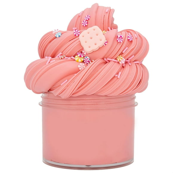 Peach Butter Cloud Slime for Kids - Fluffy Crunchy Non-Sticky with Candy Decor, Soft Pink Slime Ages 3-5, Stress Relief Toy with Creamy Texture & Colorful Toppings