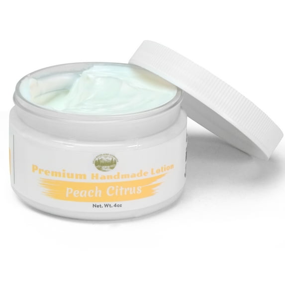 Peach Citrus Lotion in Jar - 4oz Premium Handmade Natural Moisturizing Skin Lotion, Moisturizer For Dry To Very Dry, Sensitive Skin, Deep Moisturizing Cream - Falls River Soap Company