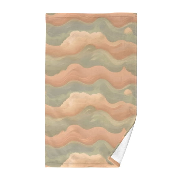 Peach Clouds Hand Towel Cotton 16x28 in Soft Absorbent Quick Dry Bath Face Towel