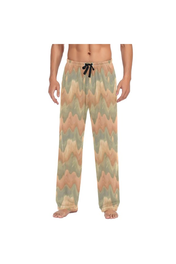 Peach Clouds Men's Lightweight Pajama Bottoms Stretch Elastic Waist Side Pockets Spring Fall
