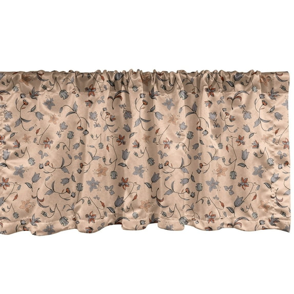 Ambesonne Peach Colors Valance Pack of 2, Abstract Autumn Botany, 54"X12", Peach Multicolor