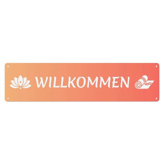 Peach Coral Sunset Yoga Retreat Welcome Vintage Metal Tin Sign Plaque Wall Decor for Cafe, Club, Garden Metal Poster 4x16Inch