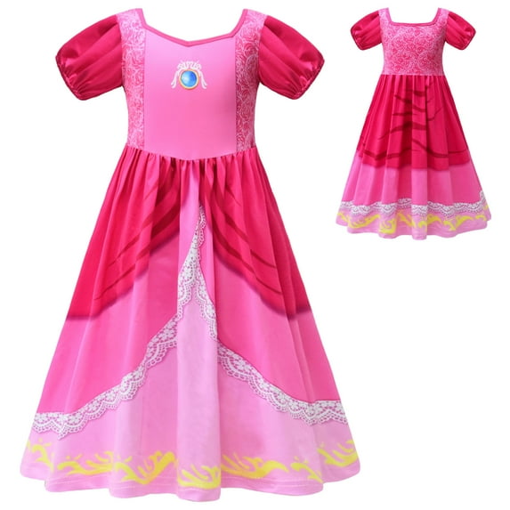 Peach Costume for Girls Princess Dress Halloween Party Outfit