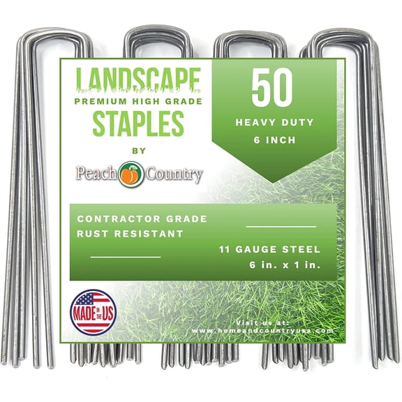 Peach Country Galvanized Garden Landscape Staples Stakes Fabric Anchor Pins 6 Inch Strong Durable 11 Gauge Steel USA - Your Choice