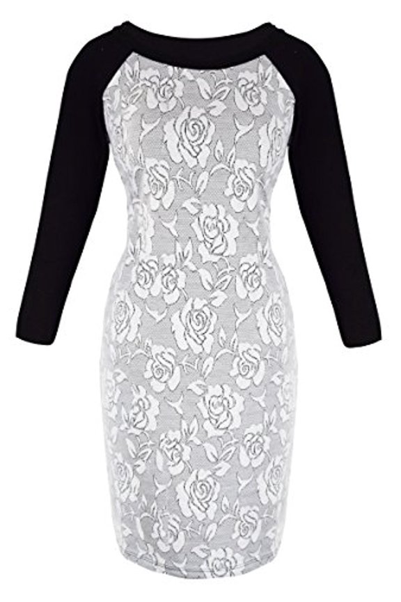 3/4 Sleeves Chic Printed Work Business Party Sheath Slimming Dress Floral Medium
