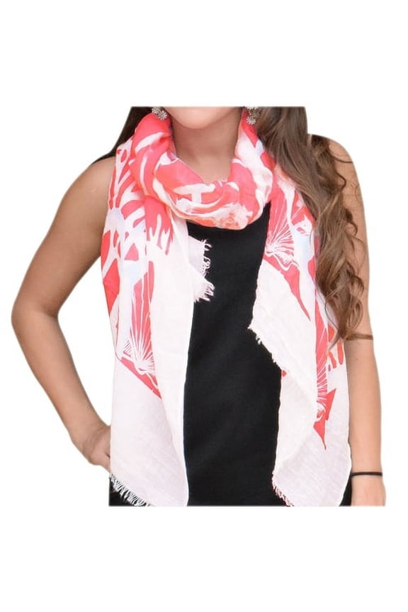 All Season's Nautical Shell Seahorse design Light Fringe Shawl Scarf