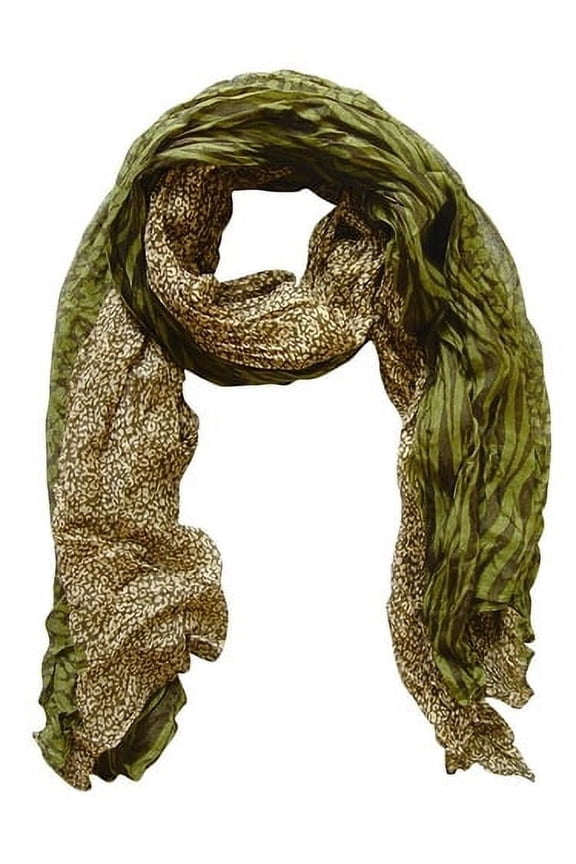 All Seasons Retro Zebra and Leopard Print Crinkle Scarf