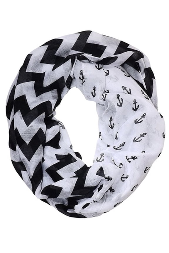 All season Infinity Loop Scarves Chevron Anchor Print