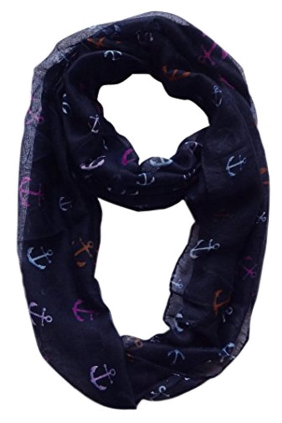 All season Infinity Loop Scarves Rainbow Anchor Print
