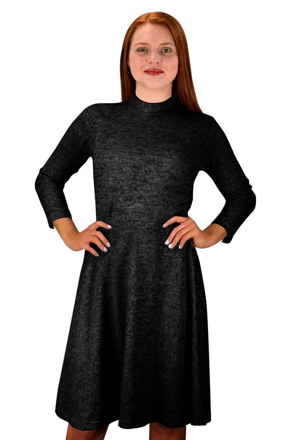 Ardent Academic Cozy Stylish Knit Pullover Sweater Dress Black Small