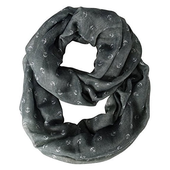 Peach Couture Artsy Nautical Anchor Print Marine Lightweight Infinity Loop Scarf