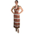 thumbnail image 1 of Peach Couture Bohemian Sleevless V Neck Halter Dress Middle Waist Chevron Dress Maxi Dress Long Dress Empire Waist, 1 of 1