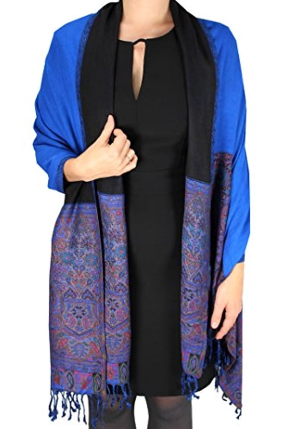 Boho Paisley Reversible Peach Couture Double Layer Vibrant Boho Paisley Reversible Pashmina Wrap Shawl Scarf