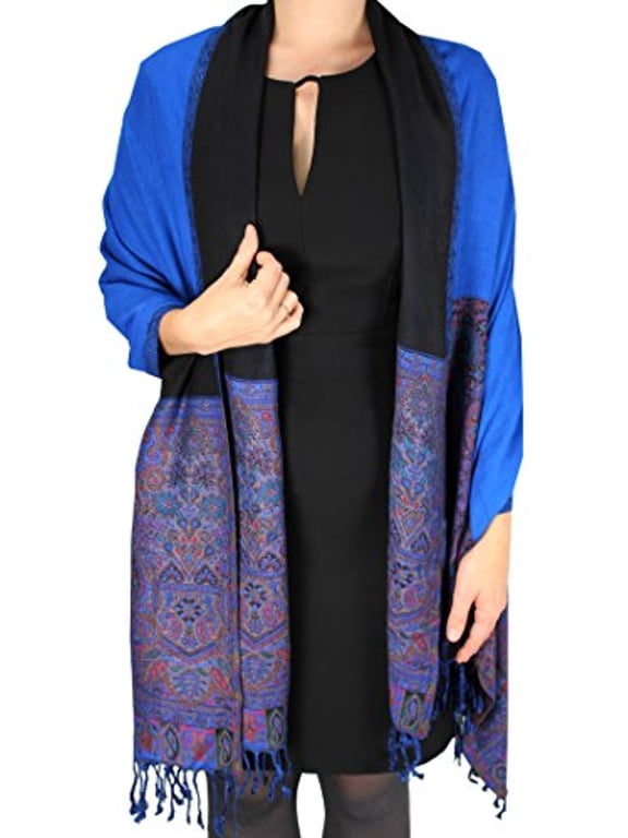 Boho Paisley Reversible Peach Couture Double Layer Vibrant Boho Paisley Reversible Pashmina Wrap Shawl Scarf