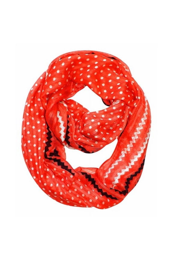 Chic Polka Dot And Chevron Sheer Infinity Loop Scarf