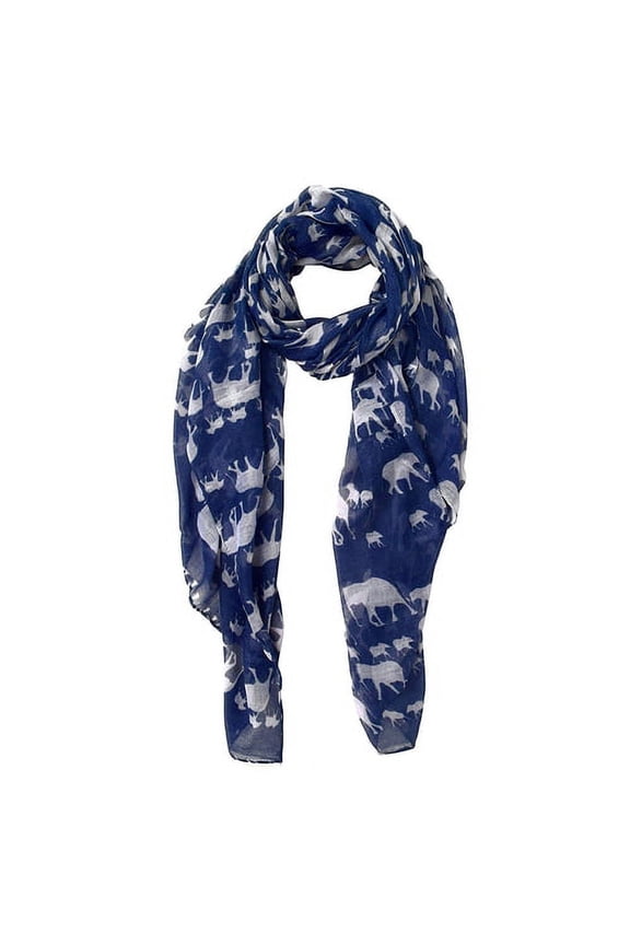 Chic Trendy Lightweight Animal Print Elephant Wrap Scarf Shawl Blue