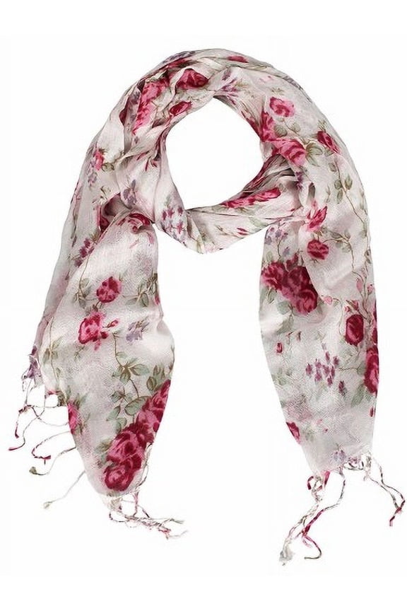 Chic Vintage Inspired Floral Print Fringe Pashminas