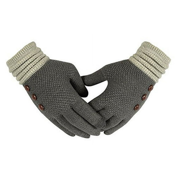 Peach Couture Classic Knit Touch Screen Gloves with Showpiece Buttons