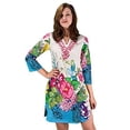 thumbnail image 1 of Peach Couture Cotton Floral Embroidered Vintage Petite Tunic Coverup Beachwear, 1 of 4