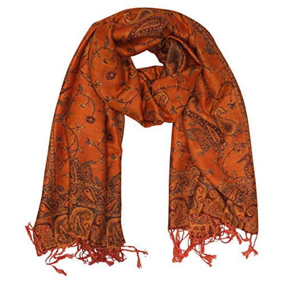 Peach Couture Elegant Reversible Paisley Pashmina Shawl Wrap