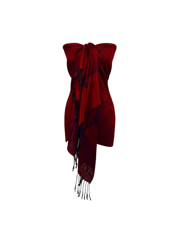 Elegant Vintage Two Color Jacquard Paisley Pashmina Shawl Wrap