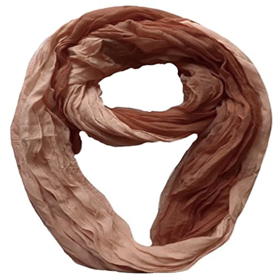 Peach Couture Fashion Lightweight Crinkled Infinity Loop Scarf - Neon - Faded - Ombre