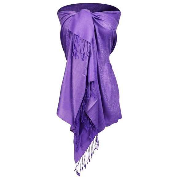 Peach Couture Grape Double Layer Jacquard Paisley Pasmina Feel Shawl Wrap Stole Scarf