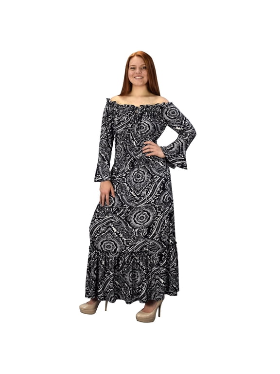 Gypsy Boho 3/4 Sleeves Smocked Waist Tiered Renaissance Maxi Dress