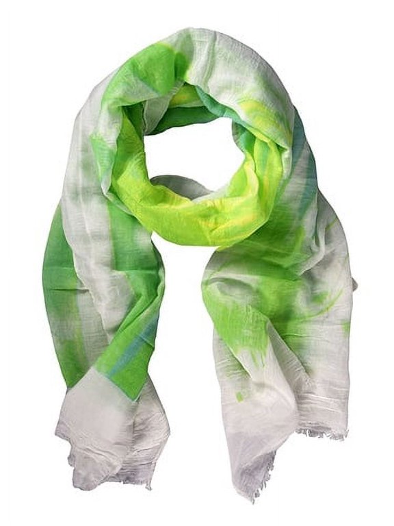 Modern Feather Floral Graphic Print Fringe Shawl Wrap Scarf