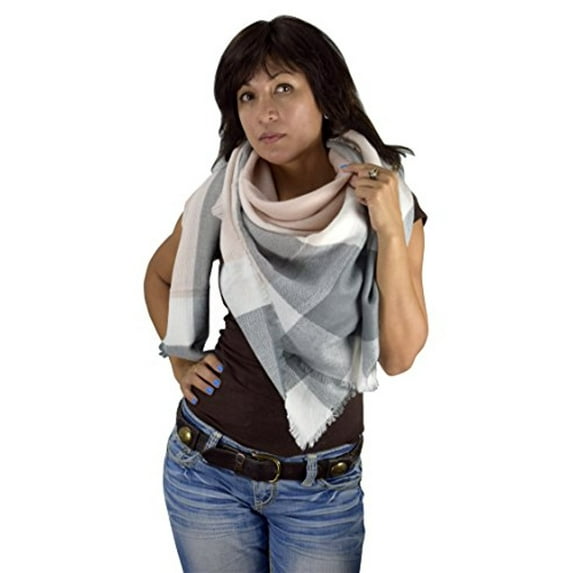 Peach Couture Multicolor Tartan Plaid Oversized Blanket Scarf Shawl Wrap Poncho