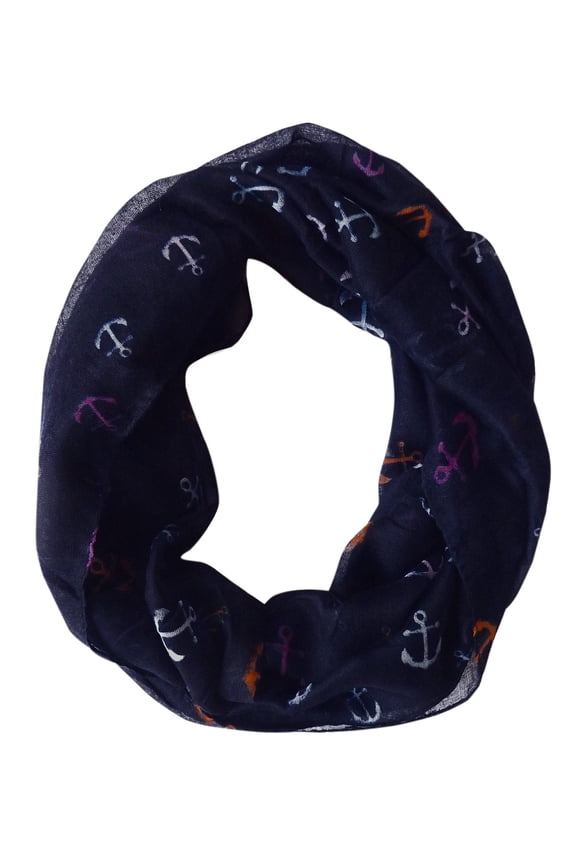 Nautical Rainbow Anchor Infitnity Loop Scarf Navy