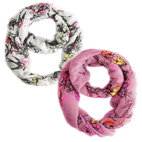 Peach Couture Paint The Town Red Cherry Blossom Floral Print Infinity loop Scarves
