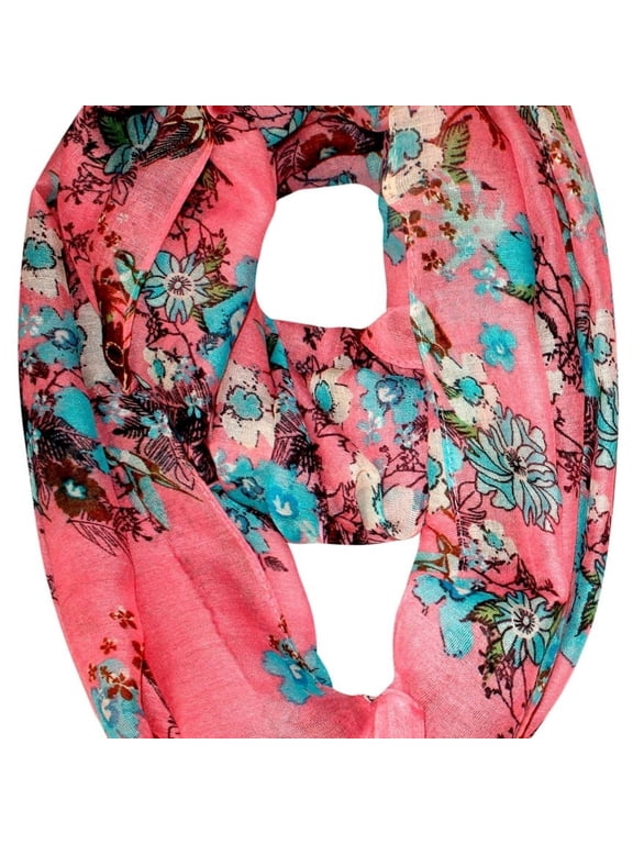 Paint The Town Red Cherry Blossom Floral Print Infinity loop Scarves