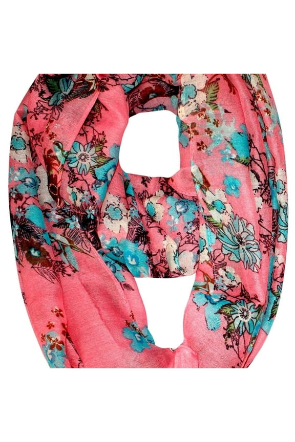 Paint The Town Red Cherry Blossom Floral Print Infinity loop Scarves