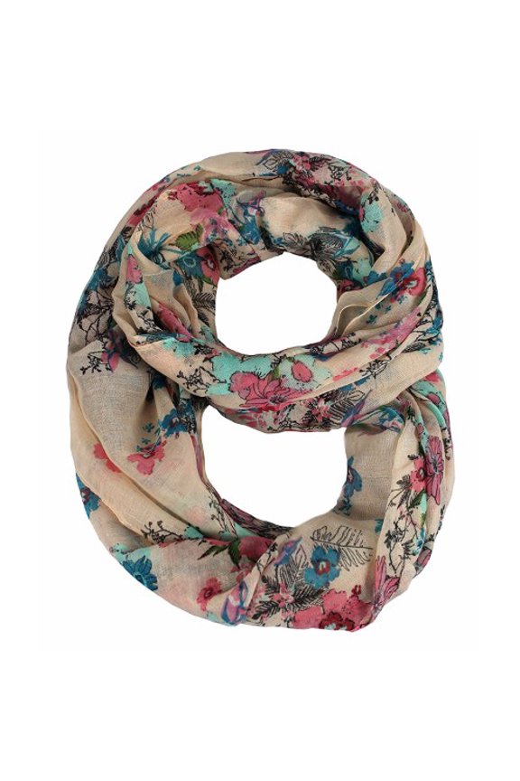 Paint The Town Red Cherry Blossom Floral Print Infinity loop Scarves