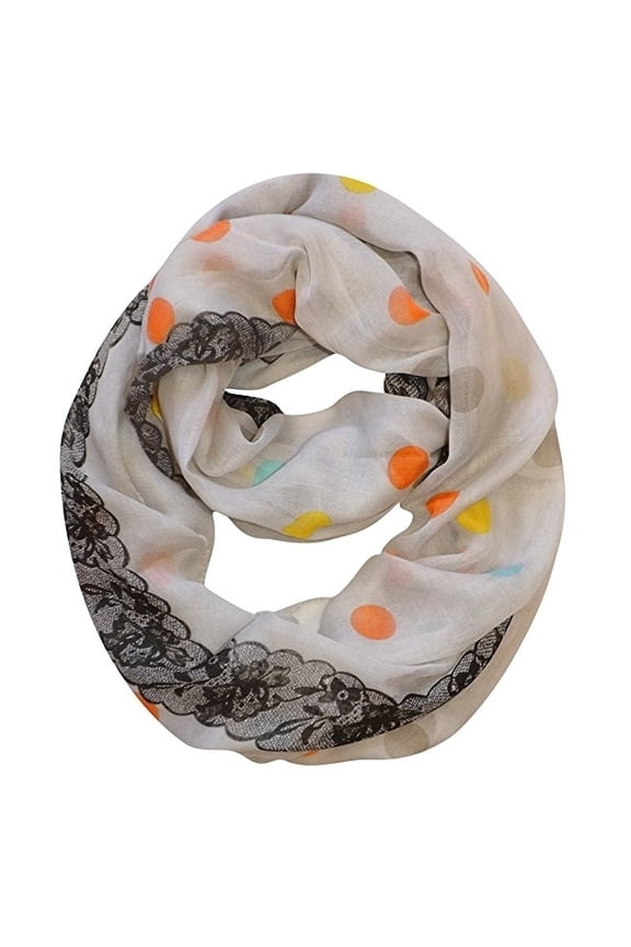 Polka Dot Lace Infinity Loop Scarf