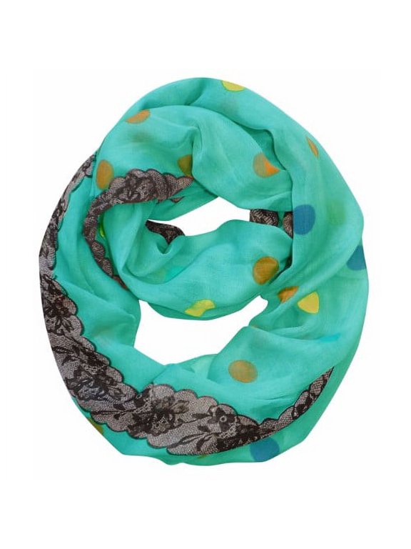 Polka Dot and Floral Graphic Print Infinity Loop Scarf