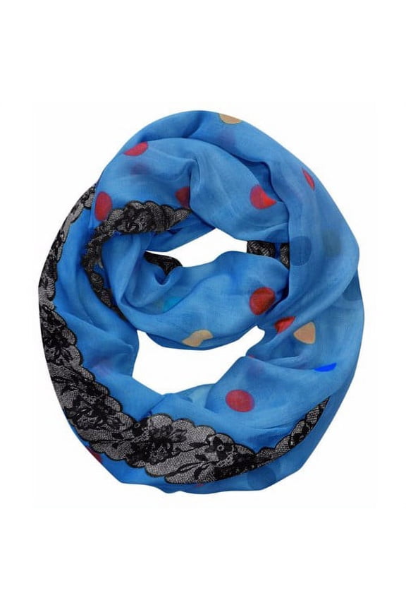 Polka Dot and Floral Graphic Print Infinity Loop Scarf