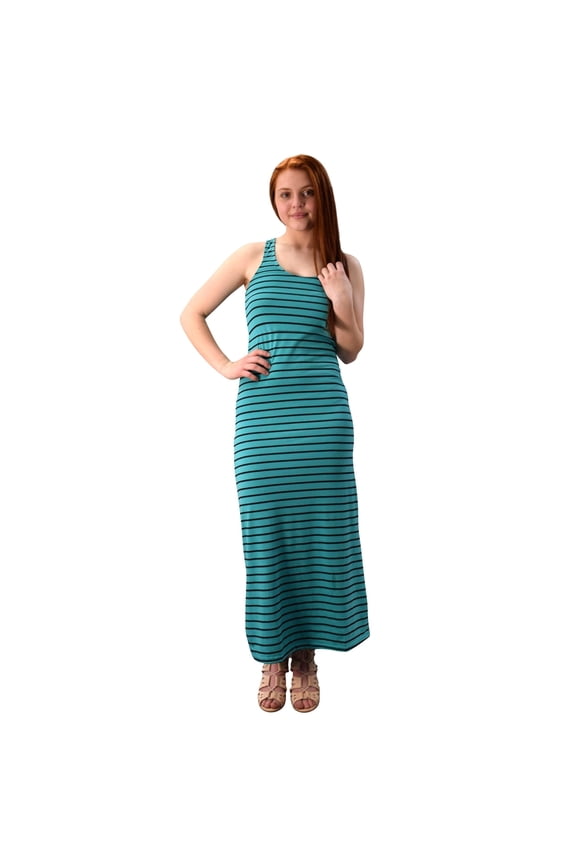 Racerback Summer Maxi Dress Striped Solid Sundress