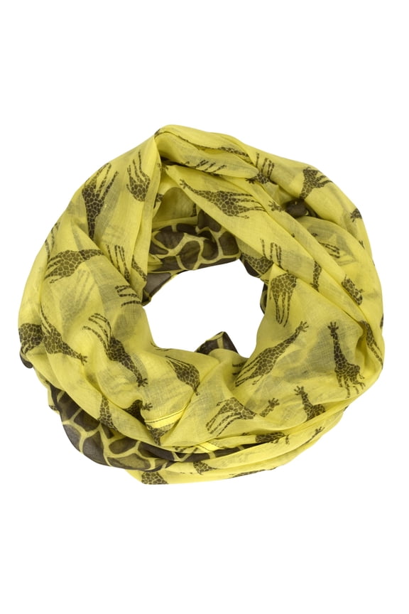 Retro Neon Animal Print Infinity Loop Scarf (Light Yellow)