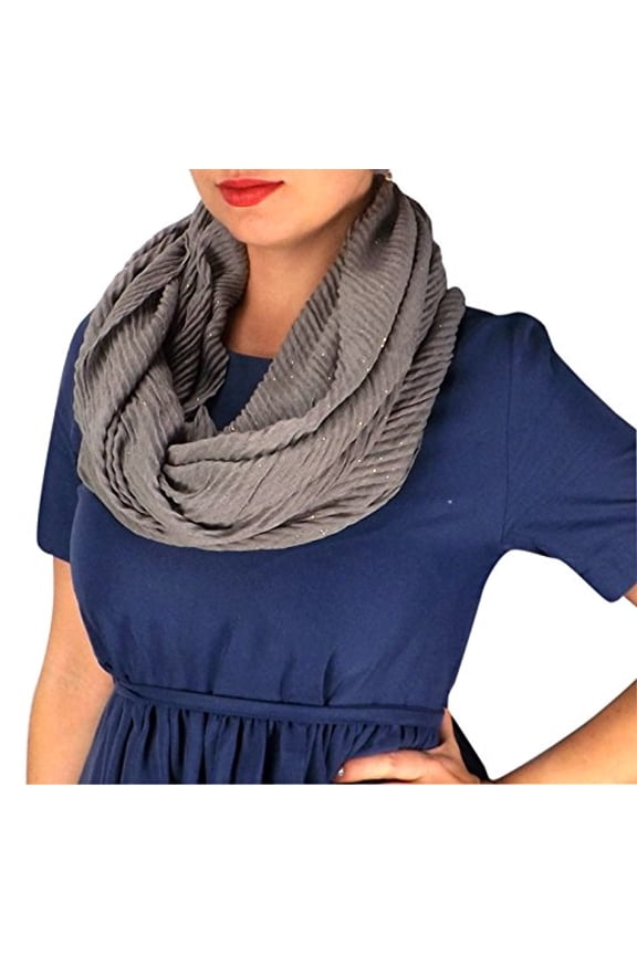 Sheer Sequin Striped Crinkled Pattern Infinity Loop Scarves