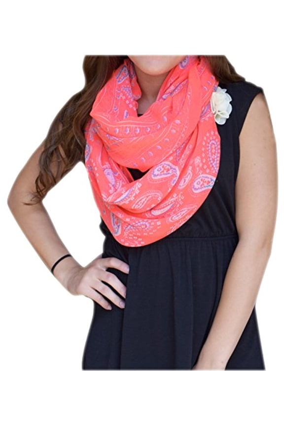 Simple & Classic Lightweight Paisley Design Infinity Loop Scarf