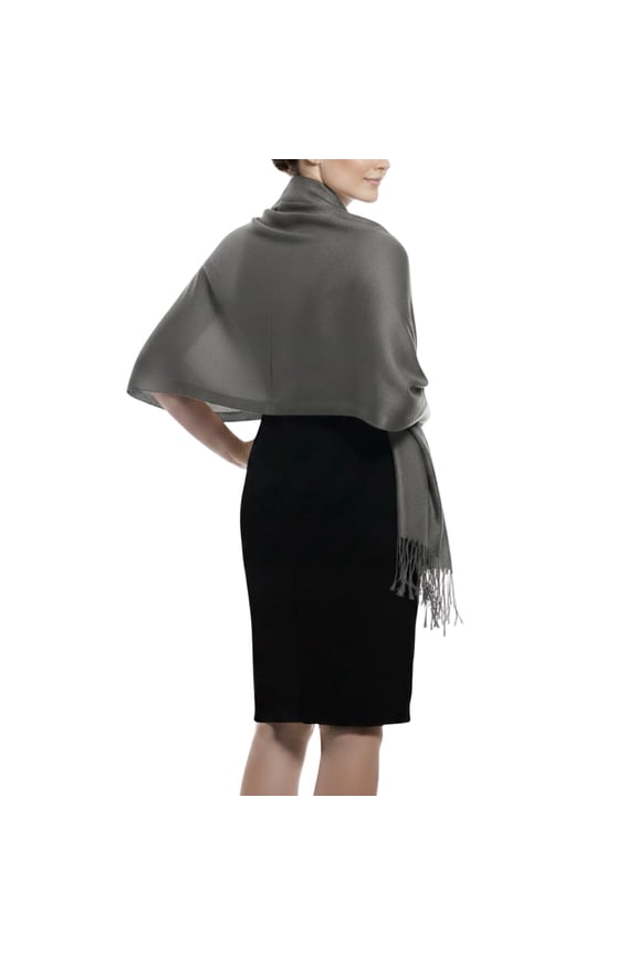 Soft Silky Rayon Pashmina Shawl Wrap Scarf in Solid Color (Charcoal Grey)