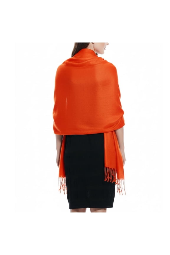 Soft and Silky Bamboo Rayon Pashmina Feel Shawl Scarf Wrap (Orange)
