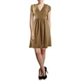 thumbnail image 1 of Peach Couture Solid Retro Skater Babydoll V Neck Cap Sleeve Short Mini Dress Tan M, 1 of 1