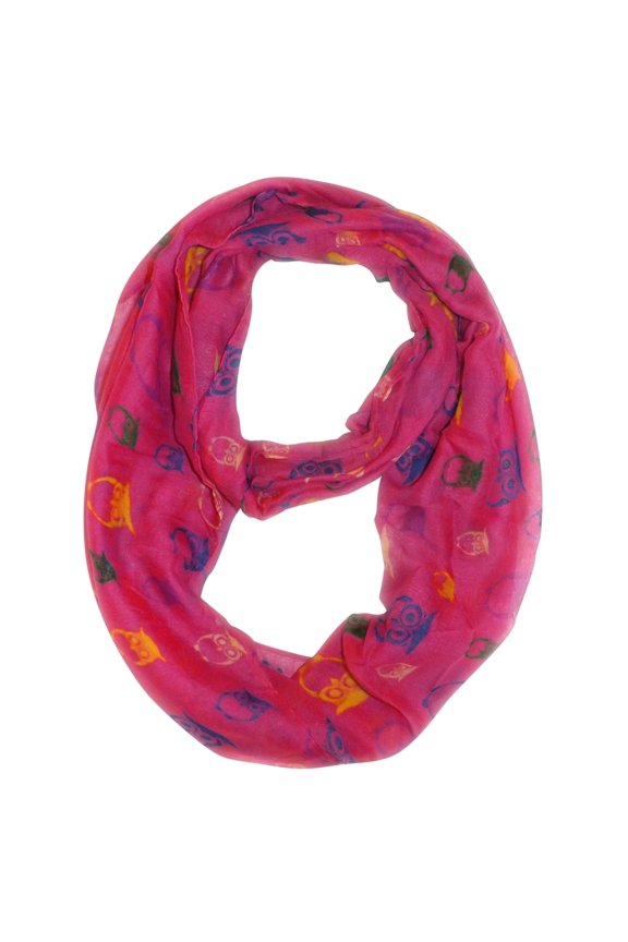 Stunning Colorful Lightweight Vintage Owl Print Infinity Loop Scarf
