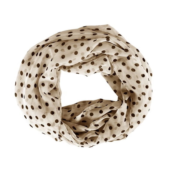 Peach Couture Vibrant Polka Dot Print Infinity loop Circle Scarf