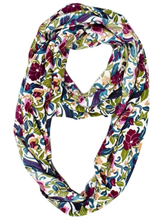Vinatge Floral Scarf Bird Print Sheer Scarf Infinity Scarf Skinny Loops Circle Scarf